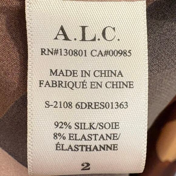 A.L.C. Amira Cutout Ruched Color-block Stretch-silk Dress - Picture 10 of 12